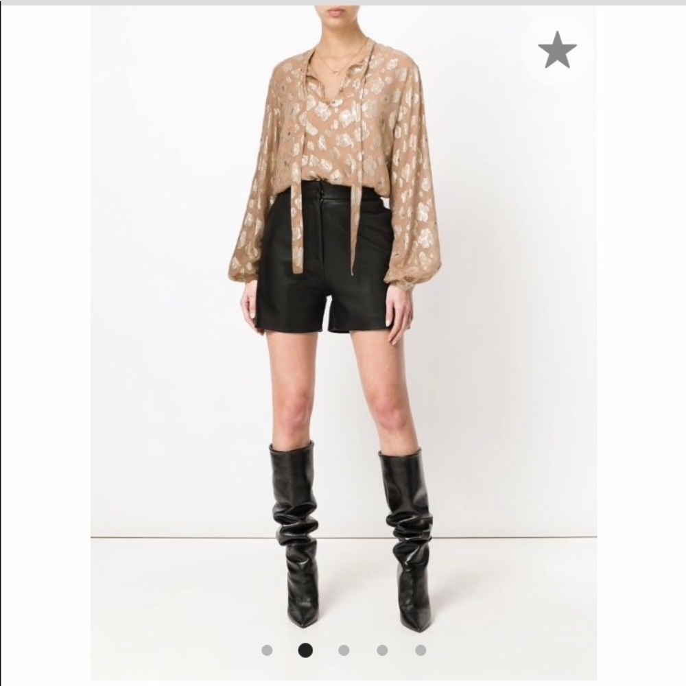 Saint Laurent foiled floral tie neck blouse